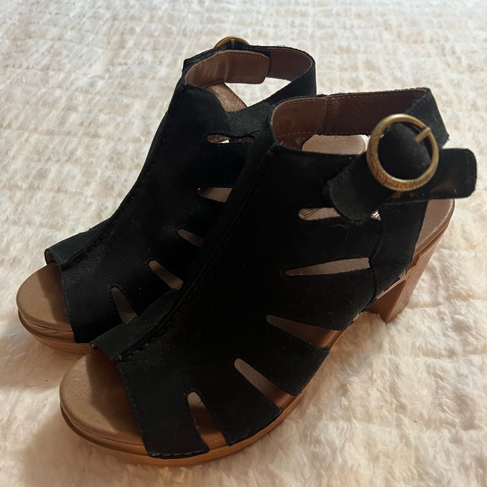 Dansko Black Suede Sandals